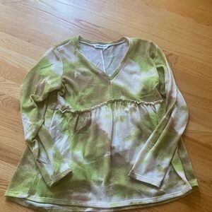 Tie-Dye Soft Waffle knot Long Sleeve Top